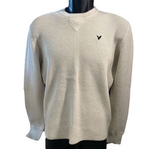 AMERICAN Eagle Outfitters Men’s  Cable Knit Long Sleeved White Sweater (L)